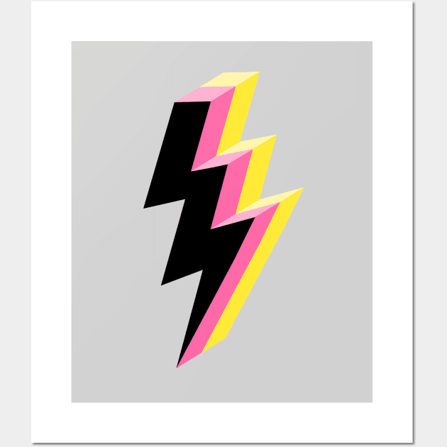 Electric Pink, Yellow and Black Lightning Wall Art by OneThreeSix